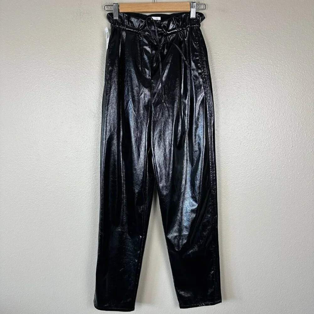 Wilfred Women's Pants Trousers Jive High Rise Faux Leather Shiny Black XS NWT